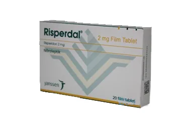 RISPERDAL 2 MG 20 FILM TABLET (risperidon) ambalajı, film kaplı tablet. Üretici: JOHNSON AND JOHNSON SIHHİ MALZEME SANAYİ VE TİCARET LİMİTED ŞİRKETİ.