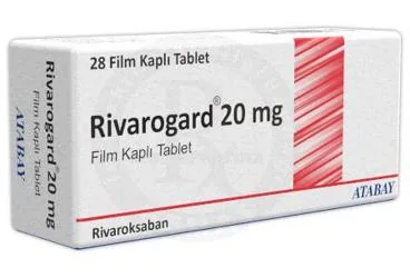 RIVAROGARD 20 MG FILM KAPLI TABLET (28 TABLET) kutusu, film kaplı tablet formunda rivaroksaban içerir. Üretici: ATABAY KİMYA SANAYİ VE TİC. A.Ş.