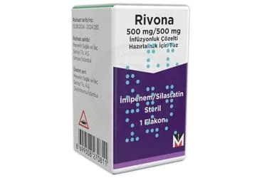 Imipenem + silastatin sodyum içeren çözelti: RIVONA 500 MG/500 MG INFUZYONLUK COZELTI HAZIRLMAK ICIN TOZ (1 ADET) kutusu. Üretici: MENARİNİ SAĞLIK VE İLAÇ SANAYİ TİCARET ANONİM ŞİRKETİ.