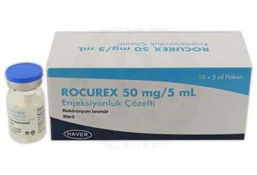 Rokuronyum bromid içeren çözelti: ROCUREX 50 MG/5 ML ENJEKSIYONLUK COZELTI (10 FLAKON) kutu fotoğrafı. Üretici: HAVER TRAKYA İLAÇ SANAYİ VE TİCARET ANONİM ŞİRKETİ.