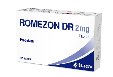 ROMEZON DR 2 MG 30 TABLET (prednizolon) ambalajı, tablet. Üretici: İLKO İLAÇ SAN. VE TİC. A.Ş.