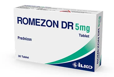 ROMEZON DR 5 MG 30 TABLET (prednizolon) ambalajı, tablet. Üretici: İLKO İLAÇ SAN. VE TİC. A.Ş.