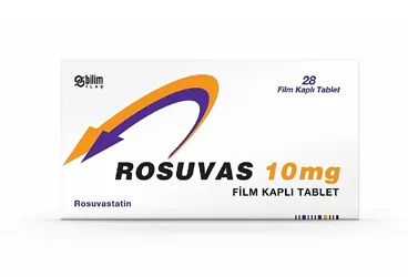 ROSUVAS 10 MG 28 FILM TABLET (rosuvastatin) ambalajı, film kaplı tablet. Üretici: BİLİM İLAÇ SANAYİİ VE TİCARET A.Ş.