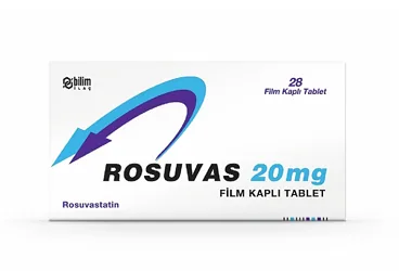 ROSUVAS 20 MG 28 FILM TABLET ürün ambalajı, film kaplı tablet formunda rosuvastatin içerir. Üretici: BİLİM İLAÇ SANAYİİ VE TİCARET A.Ş.