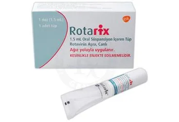 ROTARIX 1,5 ML ORAL SUSPANSIYON (1 TUP) kutu fotoğrafı. Rota virus aşısı içeren oral süspansiyon. Üretici: GLAXOSMİTHKLİNE İLAÇLARI SAN. VE TİC. A.Ş.