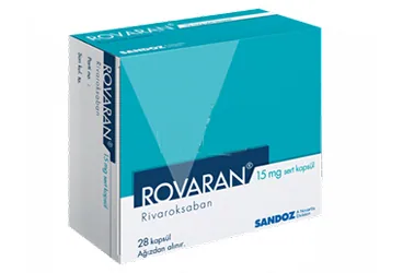 ROVARAN 15 MG SERT KAPSUL (28 KAPSUL) (rivaroksaban) ürün ambalajı, kapsül. Üretici: SANDOZ İLAÇ SANAYİ VE TİCARET A.Ş.