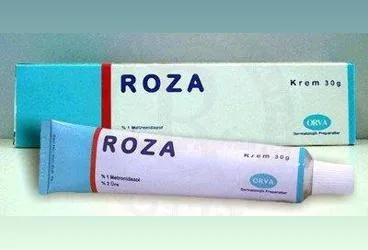 ROZA %1 + %2 KREM (metronidazol + üre -topikal) ürün ambalajı, krem. Üretici: ORVA İLAÇ SAN. VE TİC. A.Ş.