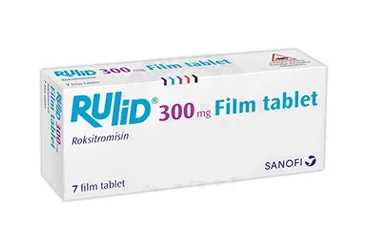 RULID 300 MG 7 FİLM TABLET kutusu, film kaplı tablet formunda roksitromisin içerir. Üretici: SANOFİ SAĞLIK ÜRÜNLERİ LTD. ŞTİ.