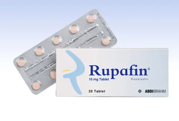 RUPAFIN 10 MG 20 TABLET (rupatadin fumarat) ürün ambalajı, tablet. Üretici: ABDİ İBRAHİM İLAÇ SANAYİ VE TİCARET A.Ş.