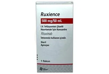 RUXIENCE 500 MG/50 ML I.V. INFUZYONLUK COZELTI HAZIRLAMAK ICIN KONSANTRE kutu fotoğrafı. Rituksimab içeren çözelti. Üretici: PFİZER PFE İLAÇLARI ANONİM ŞİRKETİ.