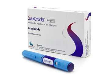 SAXENDA 6 MG/ML ENJEKSIYONLUK ÇÖZELTI IÇEREN KULLANIMA HAZIR KALEM, 1 ENJEKTÖR kutusu, çözelti formunda liraglutid içerir. Üretici: NOVO NORDİSK SAĞLIK ÜRÜNLERİ TİC LTD. ŞTİ.