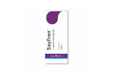 SAYFREN 1 MG/ML ORAL COZELTI (150 ML) ambalajı, çözelti formunda aripiprazol içerir. Üretici: SANTA FARMA İLAÇ SAN. A.Ş.