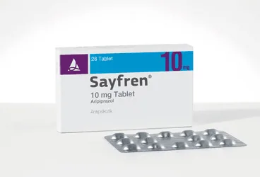 SAYFREN 10 MG 28 TABLET kutu fotoğrafı. Aripiprazol içeren tablet. Üretici: SANTA FARMA İLAÇ SAN. A.Ş.