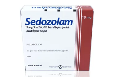 SEDOZOLAM 15 MG/3 ML 3 AMPUL ambalajı. Midazolam içeren ampul. Üretici: MONEMFARMA İLAÇ SAN. VE TİC. A.Ş.