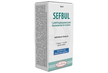 SEFBUL 1 G IM/IV ENJEKSIYONLUK COZELTI HAZIRLAMAK ICIN TOZ VE COZUCU (1 ADET) (seftriakson) kutusu, çözelti. Üretici: DR. SERTUS İLAÇ SAN. VE TİC. LTD. ŞTİ.
