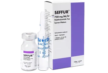 Sefuroksim içeren flakon: SEFFUR 750 MG IM ENJEKSIYONLUK TOZ ICEREN FLAKON kutusu. Üretici: TÜM - EKİP İLAÇ A.Ş.