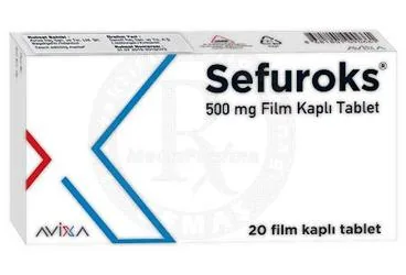 SEFUROKS 500 MG FILM KAPLI TABLET (20 TABLET) ürün ambalajı, film kaplı tablet formunda sefuroksim içerir. Üretici: AVİXA İLAÇ SANAYİ VE TİCARET ANONİM ŞİRKETİ.