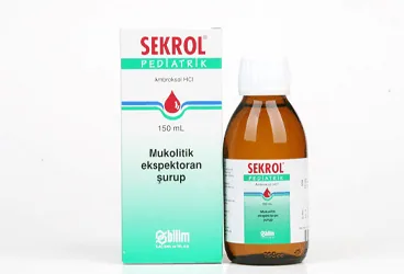 SEKROL 15 MG/5 ML PEDIYATRIK SURUP (150 ML) ürün ambalajı, şurup formunda ambroksol hcl içerir. Üretici: BİLİM İLAÇ SANAYİİ VE TİCARET A.Ş.
