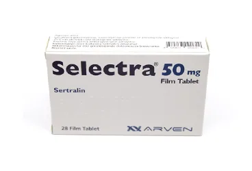 SELECTRA 50 MG FILM KAPLI TABLET (28 TABLET) (sertralin) kutusu, film kaplı tablet. Üretici: SANOVEL İLAÇ SANAYİ VE TİCARET ANONİM ŞİRKETİ.