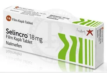 SELINCRO 18 MG 14 FILM KAPLI TABLET (nalmefen) ürün ambalajı, film kaplı tablet. Üretici: LUNDBECK İLAÇ TİC. LTD. ŞTİ.