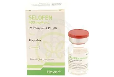 SELOFEN 400 MG/4ML I.V. INFUZYONLUK COZELTI (1 FLAKON) (ibuprofen) kutu fotoğrafı, çözelti. Üretici: HAVER FARMA İLAÇ ANONİM ŞİRKETİ.