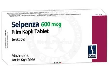 Seleksipag içeren film kaplı tablet: SELPENZA 600 MCG FILM KAPLI TABLET (60 ADET) ürün ambalajı. Üretici: SABA İLAÇ SANAYİİ VE TİCARET ANONİM ŞİRKETİ.