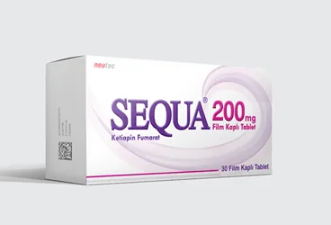 SEQUA 200 MG 30 FILM TABLET kutusu. Ketiapin içeren film kaplı tablet. Üretici: NEUTEC İLAÇ SANAYİ TİCARET ANONİM ŞİRKETİ.