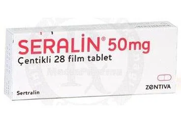SERALIN 50 MG ÇENTİKLİ 28 FİLM TABLET ambalajı, film kaplı tablet formunda sertralin içerir. Üretici: SANOFİ İLAÇ SANAYİ ve TİC. A.Ş.