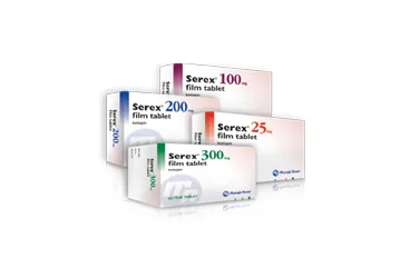 Ketiapin içeren film kaplı tablet: SEREX 100 MG FILM KAPLI TABLET (30 FILM KAPLI TABLET) ambalajı. Üretici: GENSENTA İLAÇ SANAYİ VE TİCARET ANONİM ŞİRKETİ.