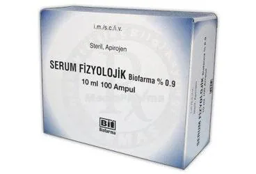 SERUM FIZYOLOJIK BIOFARMA % 0,9 10 ML 100 AMPUL ürün ambalajı, ampul formunda sodyum klorur içerir. Üretici: BİOFARMA İLAÇ SANAYİ VE TİCARET A.Ş.