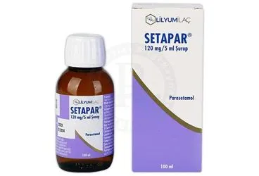 Parasetamol içeren şurup: SETAPAR 120 MG/5 ML SURUP (100 ML) kutu fotoğrafı. Üretici: LİLYUM İLAÇ VE KİMYA SANAYİ TİCARET ANONİM ŞİRKETİ.