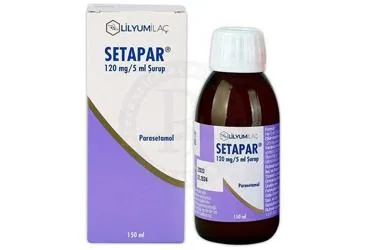 SETAPAR 120 MG/5 ML SURUP (150 ML) (parasetamol) ambalajı, şurup. Üretici: LİLYUM İLAÇ VE KİMYA SANAYİ TİCARET ANONİM ŞİRKETİ.