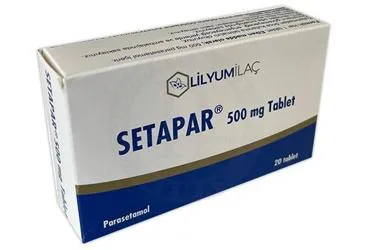 SETAPAR 500 MG TABLET (20 TABLET) kutusu. Parasetamol içeren tablet. Üretici: LİLYUM İLAÇ VE KİMYA SANAYİ TİCARET ANONİM ŞİRKETİ.