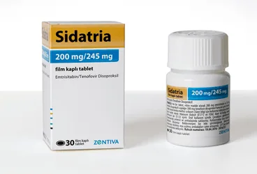 SIDATRIA 30 FILM TABLET (245 MG + 200 MG) (tenofovir disoproksil + emtrisitabin) kutu fotoğrafı, film kaplı tablet. Üretici: SANOFİ İLAÇ SANAYİ ve TİC. A.Ş.