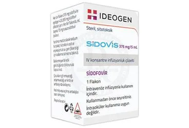 SIDOVIS 375 MG/5 ML IV KONSANTRE INFUZYONLUK COZELTI (sidofovir) ambalajı, çözelti. Üretici: IDEOGEN İLAÇ SANAYİ ANONİM ŞİRKETİ.