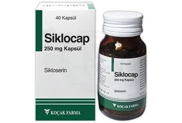 SIKLOCAP 250 MG 40 KAPSÜL (sikloserin) kutu fotoğrafı, kapsül. Üretici: KOÇAK FARMA İLAÇ VE KİMYA SANAYİ A.Ş.