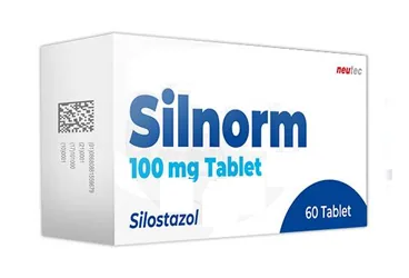 Silostazol içeren tablet: SILNORM 100 MG 60 TABLET ürün ambalajı. Üretici: NEUTEC İLAÇ SANAYİ TİCARET ANONİM ŞİRKETİ.