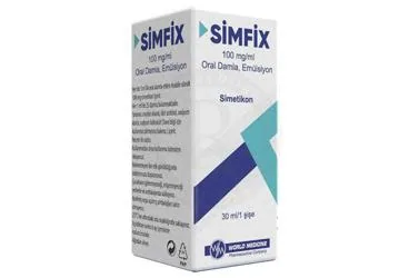 SIMFIX 100 MG/ML ORAL DAMLA, EMULSIYON kutu fotoğrafı, damla formunda simetikon içerir. Üretici: WORLD MEDICINE İLAÇLARI LTD. ŞTİ.