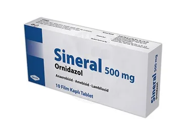 SINERAL 500 MG FILM KAPLI TABLET (10 TABLET) (ornidazol) kutu fotoğrafı, film kaplı tablet. Üretici: HELBA İLAÇ İÇ VE DIŞ SANAYİ TİCARET ANONİM ŞİRKETİ.