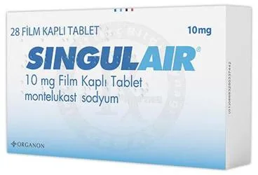 Montelukast sodyum içeren film kaplı tablet: SINGULAIR 10 MG FILM KAPLI TABLET (28 TABLET) kutu fotoğrafı. Üretici: ORGANON TURKEY İLAÇLARI LİMİTED ŞİRKETİ.