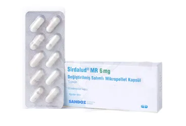 SIRDALUD MR 6 MG 10 KAPSUL ambalajı, kapsül formunda tizanidin içerir. Üretici: SANDOZ İLAÇ SANAYİ VE TİCARET A.Ş.