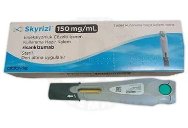 Risankizumab içeren çözelti: SKYRIZI 150 MG/ML ENJEKSIYONLUK COZELTI ICEREN KULLANIMA HAZIR KALEM ambalajı. Üretici: ABBVİE TIBBİ İLAÇLAR SANAYİ VE TİCARET LİMİTED ŞİRKETİ.