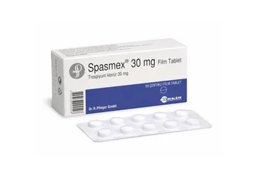SPASMEX 30 MG FILM TABLET, 100 ADET (trospium klorür) kutu fotoğrafı, film kaplı tablet. Üretici: ER-KİM İLAÇ SAN. VE TİC. A.Ş.