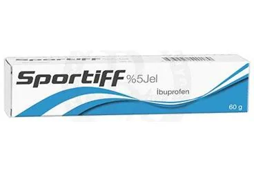Ibuprofen -topikal içeren jel: SPORTIFF %5 JEL (60 G) ambalajı. Üretici: DİNÇTAŞ İLAÇ SANAYİ VE TİCARET ANONİM ŞİRKETİ.