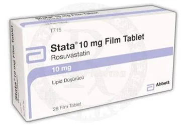 STATA 10 MG 28 FILM TABLET (rosuvastatin) ürün ambalajı, film kaplı tablet. Üretici: NOBEL SAĞLIK ÜRÜNLERİ LTD ŞTİ.