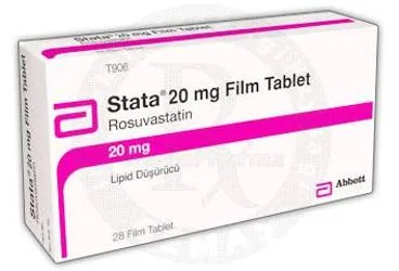 STATA 20 MG 28 FILM TABLET ambalajı, film kaplı tablet formunda rosuvastatin içerir. Üretici: NOBEL SAĞLIK ÜRÜNLERİ LTD ŞTİ.