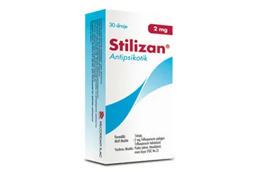 Trifluperazin hcl içeren tablet: STILIZAN 2 MG KAPLI TABLET (30 DRAJE) kutusu. Üretici: RECORDATİ İLAÇ SANAYİ VE TİCARET ANONİM ŞİRKETİ.