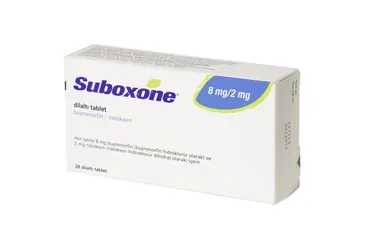 Buprenorphine, nalokson içeren tablet: SUBOXONE 8 MG/2 MG DILALTI TABLET, 7 ADET kutu fotoğrafı. Üretici: LİBA LABORATUARLARI A.Ş.