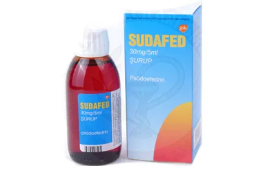 Psödoefedrin hcl içeren şurup: SUDAFED 30 MG 150 ML SURUP ambalajı. Üretici: GLAXOSMİTHKLİNE İLAÇLARI SAN. VE TİC. A.Ş.