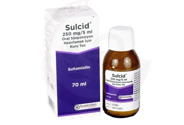 SULCID 250 MG/5 ML ORAL SUSPANSIYON HAZIRLAMAK ICIN KURU TOZ (70 ML) (ampisilin + sulbaktam) kutusu, oral süspansiyon. Üretici: MENARİNİ SAĞLIK VE İLAÇ SANAYİ TİCARET ANONİM ŞİRKETİ.